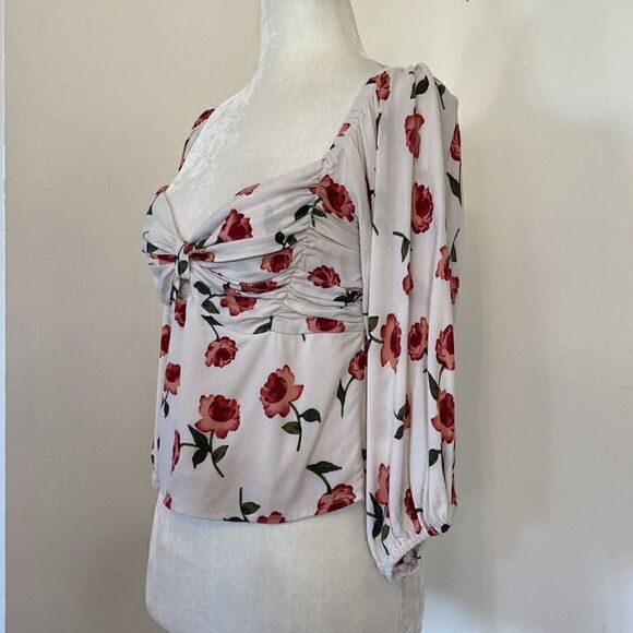 Boho Floral Bustier Blouse Size Medium - Picture 2 of 9
